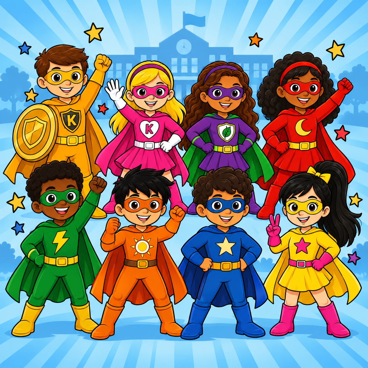 Superhero Room storybook classroom illustration